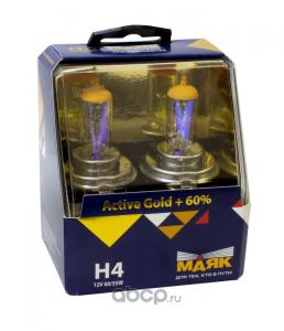 Лампа МАЯК H4 12V 60/55W P43t "Active Gold" +60% (к-т, 2шт.)