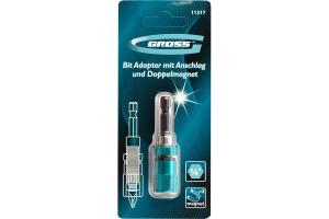 Адаптер для бит с ограничителем и двойным магнитом,1/4" GROSS