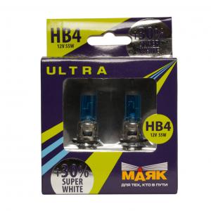 Лампа МАЯК HB4 12V 55W P22d Super White + 30% "УЛЬТРА" NEW (9006) (к-т, 2шт)