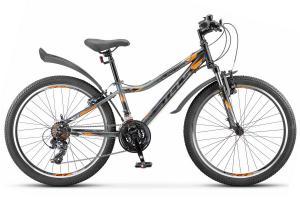 Велосипед, размер колеса 24", "Stels Turbo" 410 V, 21 скорость, рама 12", черный/серый/оранжевый