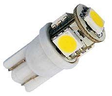 Лампа МАЯК светодиод 12V 5W (б/ц) белый T10 5SMD (габарит, повторитель) W2,1х9,5D (блистер 2шт.)