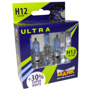 Лампа МАЯК H12 12V 53W PZ20d "УЛЬТРА" NEW (к-т, 2шт)