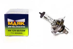 Лампа МАЯК H4 12V 60/55W P43t Super Light + 100% "УЛЬТРА" NEW